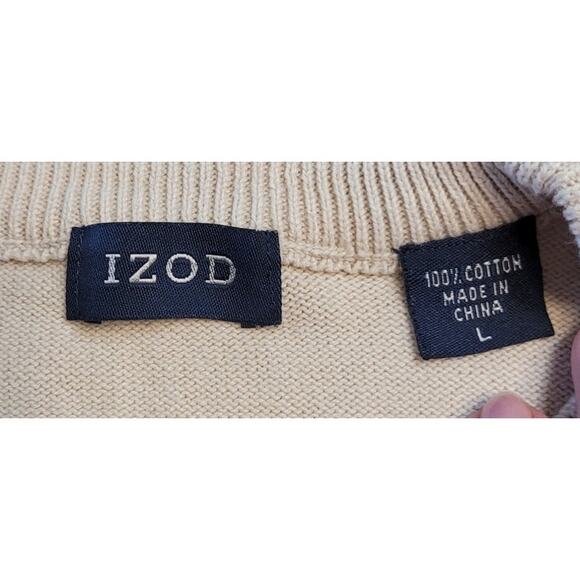 🧶 Izod Men’s Tan Argyle Diamond Knit Sweater – Size L – 100% Cotton – EUC - Picture 4 of 7